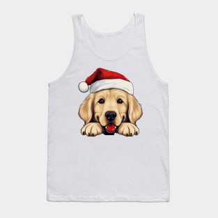 Christmas Peeking Golden Retriever Dog Tank Top